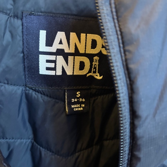 Lands’ End Navy Blue Down feather Filled Puffer coat Men Unisex Small - Picture 4 of 5